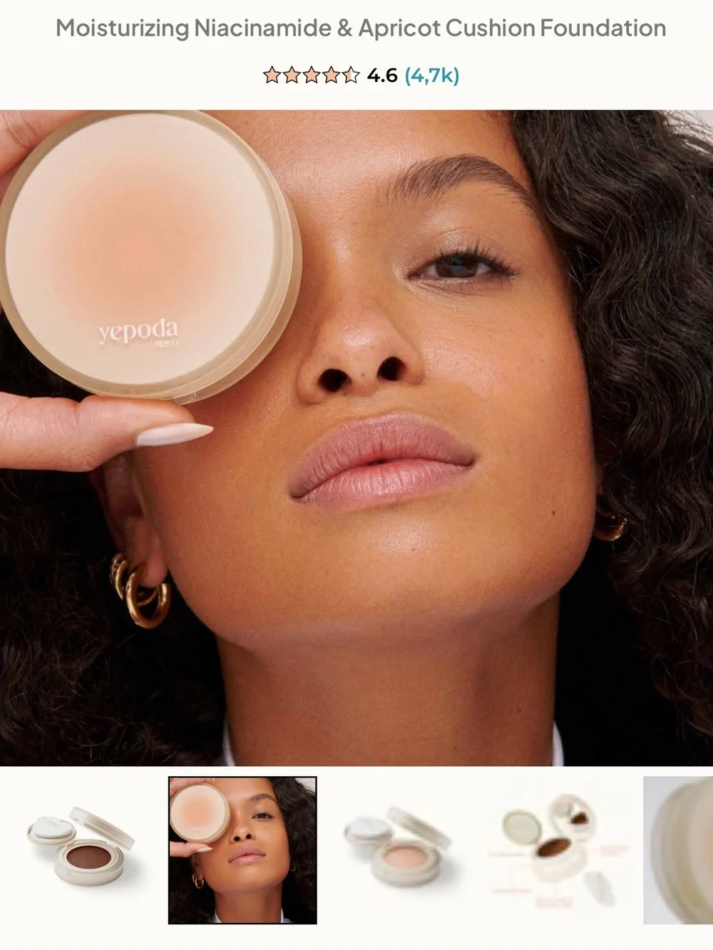 Yepoda the Dewy Day moisturizing niacinamide & apricot cushion Foundation N5C